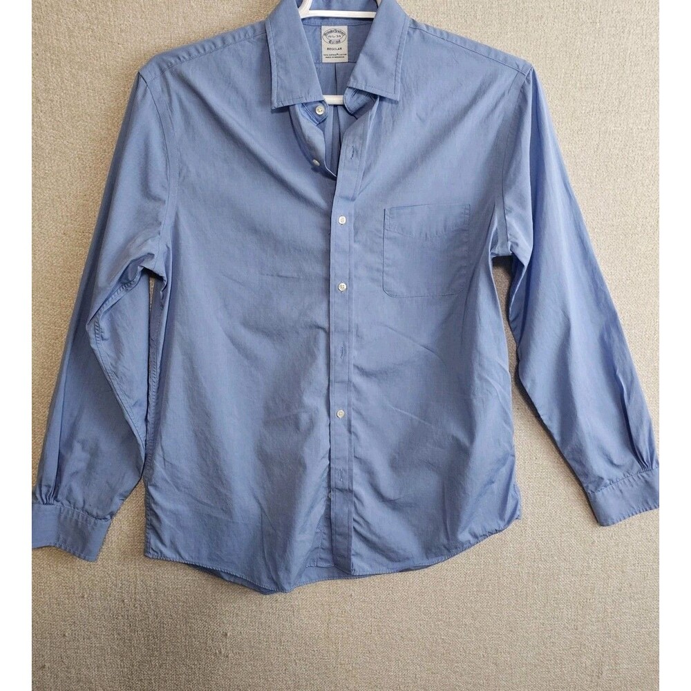 Brooks Brothers Supima Cotton Shirt Men 15.5 34 Light Blue Long Sleeve Regular - Picture 2 of 9